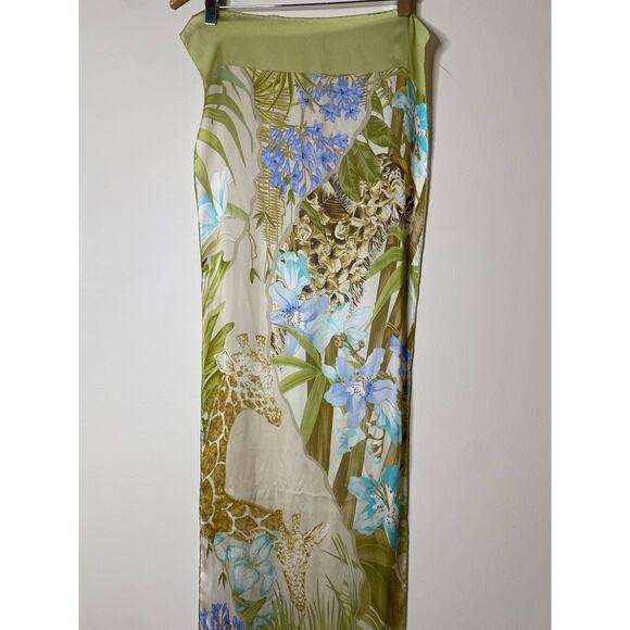 SALVATORE FERRAGAMO Vintage Silk Safari Cheetah Giraffe Floral Print Long Scarf - Picture 3 of 7